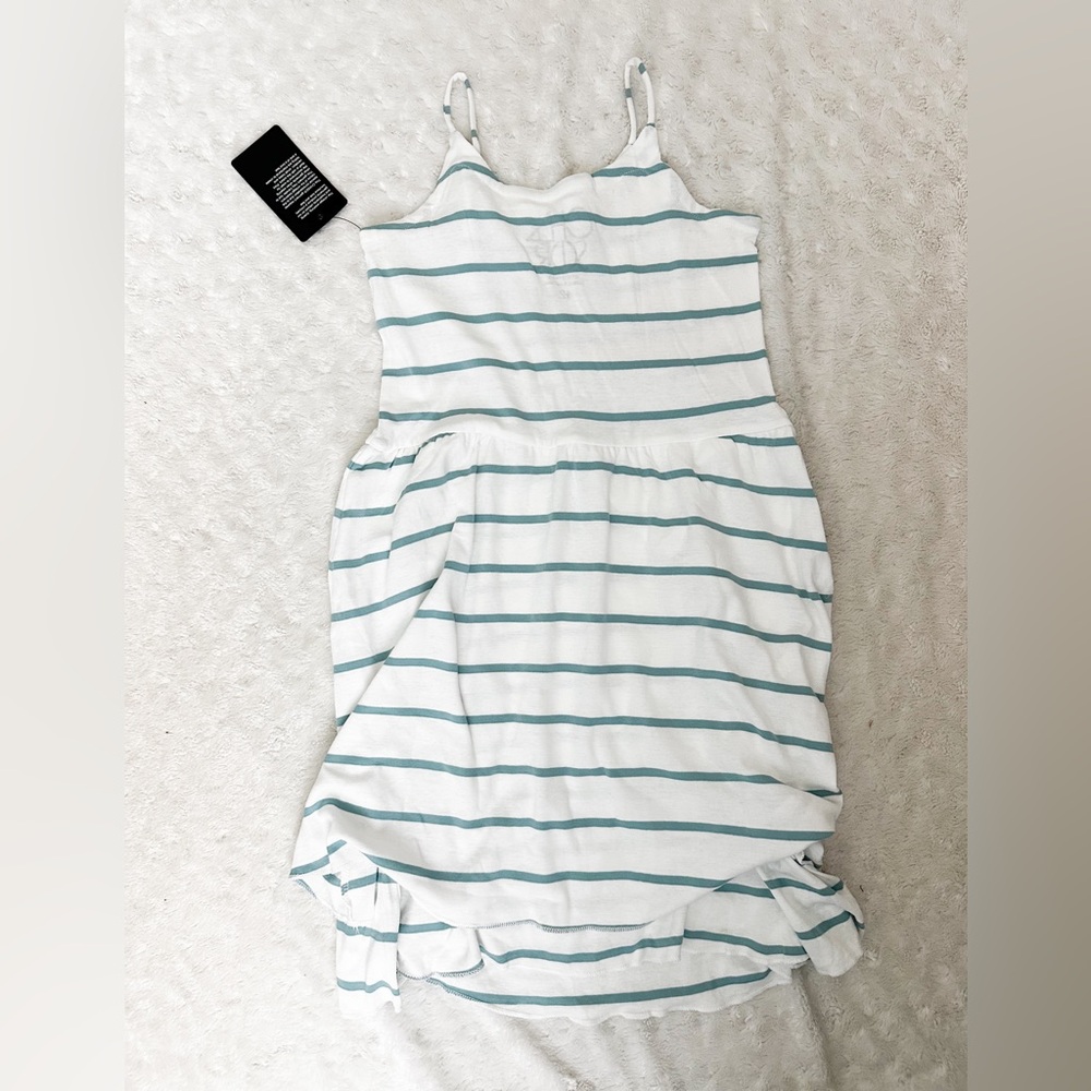 NWT- CHASER girls white and blue striped mini dress